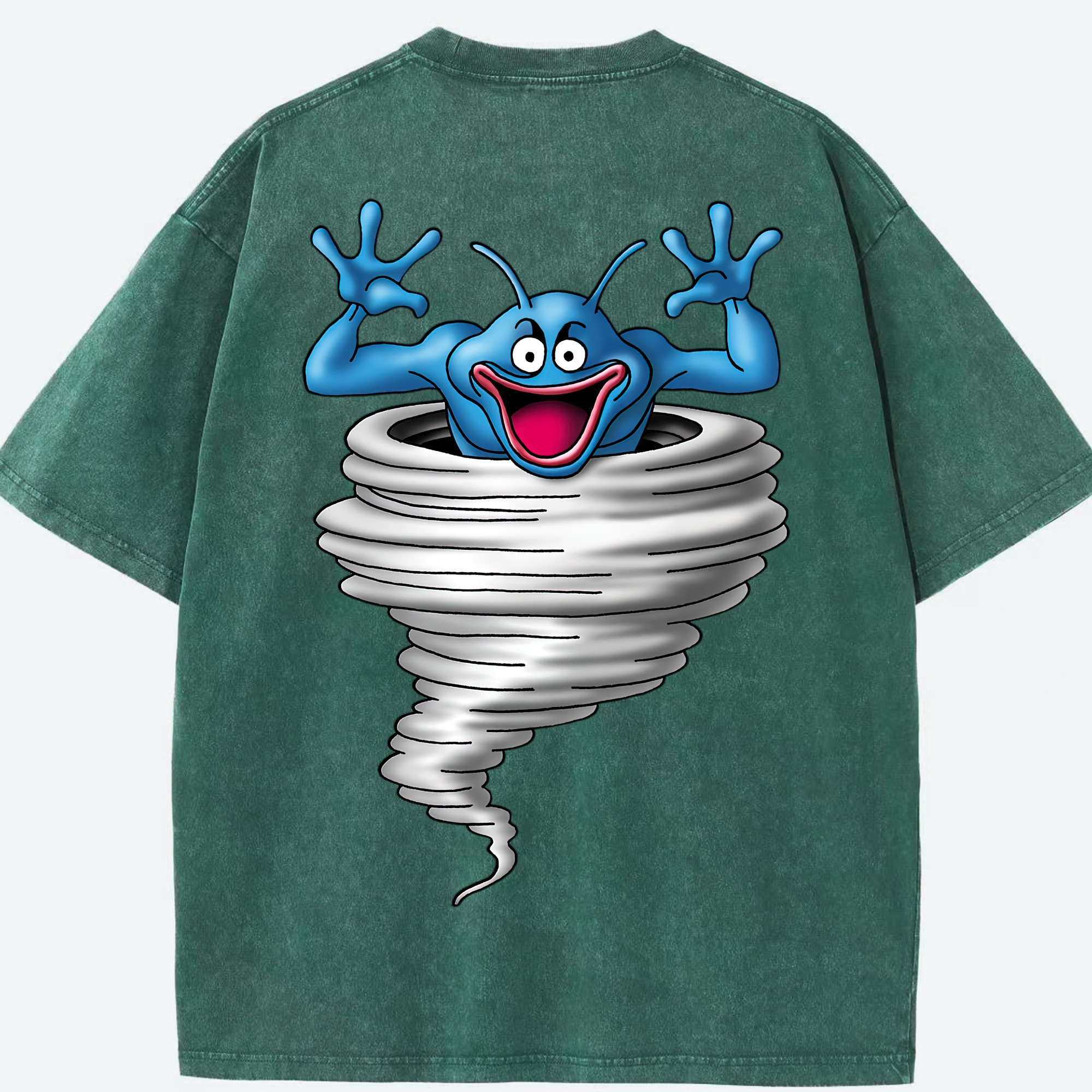 （画像用） ドラゴンクエスト Doragon Kuesuto Dragon Quest 綿100% ヴィンテージ風 半袖Tシャツ（背面プリント）